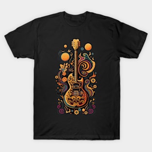 Groovy Guitar Gift Guitarist Rock Concert Festival Guitar T-Shirt